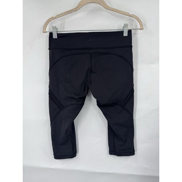 Lululemon Cropped Legging Women 6 Black Sheer Athletic Yoga Gym Workout - Picture 2 of 7